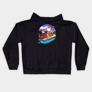 Hawaiian Christmas Santa Claus Jet Skiing Kids Hoodie